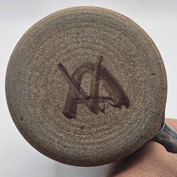 Art Pottery Blue Ceramic Mug Coffee Grog Large Cup Handmade Stoneware Signed - Picture 7 of 14